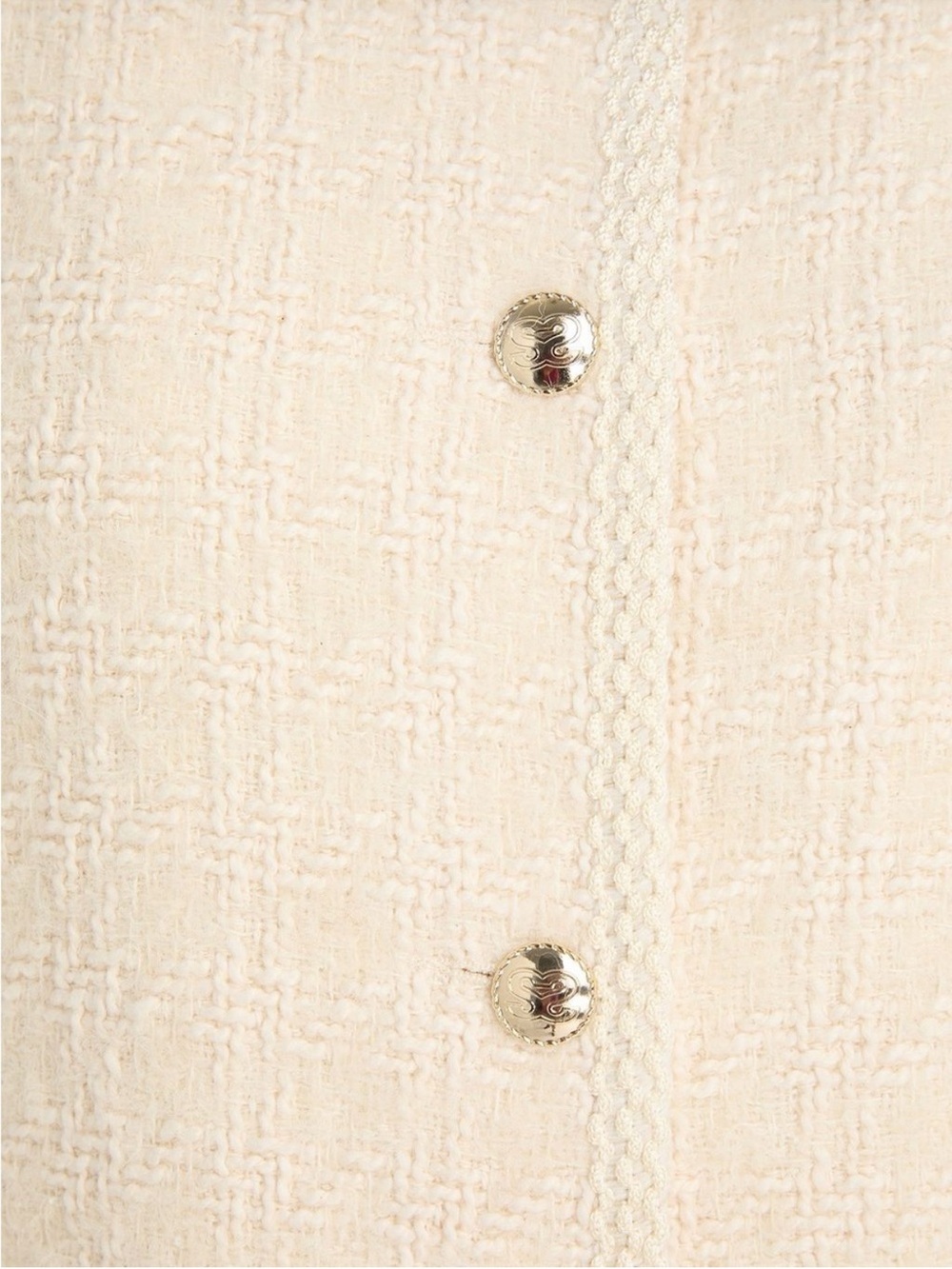 Sandro Cream Tweed Short-Sleeve Jacket with Gold Buttons 8 - Picture 4 of 11